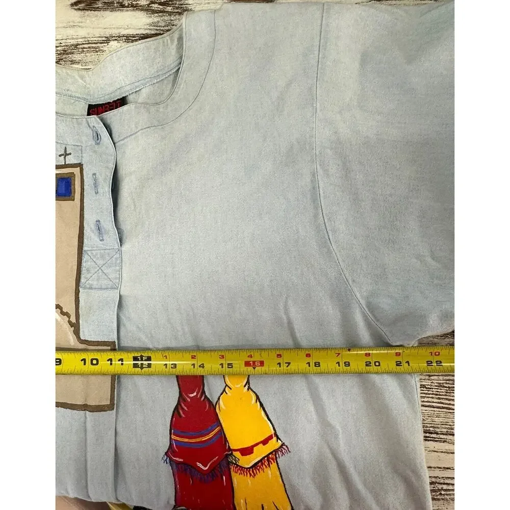 Vintage 80s Sunbelt Denim Cotton Hand Painted Set Made In USA - Picture 7 of 14